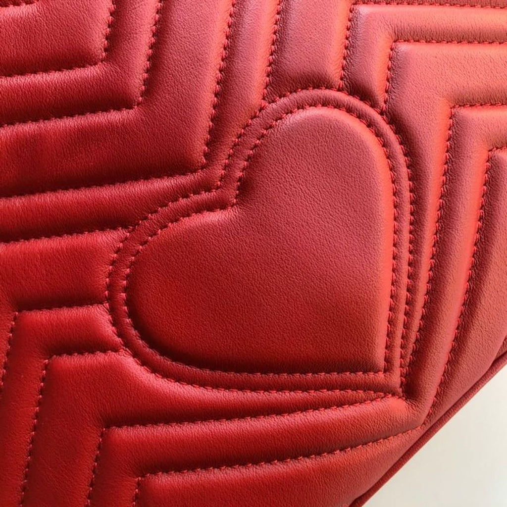 Glami Marmont Small MatelassÃƒÂ© Shoulder Bag Hibiscus Red MatelassÃƒÂ© Chevron For Women 10in/26cm  Glami 443497 DTGLAMIT 6433