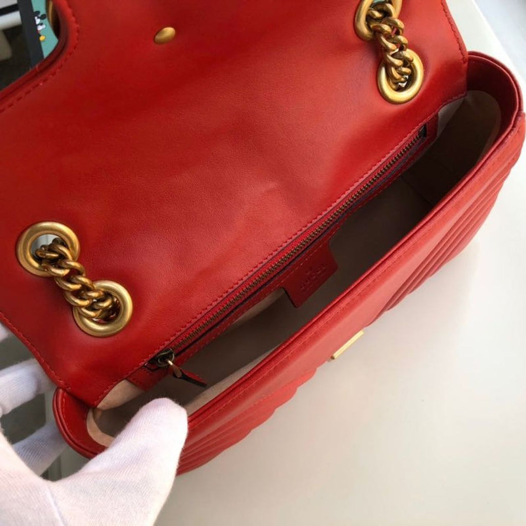 Glami Marmont Small MatelassÃƒÂ© Shoulder Bag Hibiscus Red MatelassÃƒÂ© Chevron For Women 10in/26cm  Glami 443497 DTGLAMIT 6433