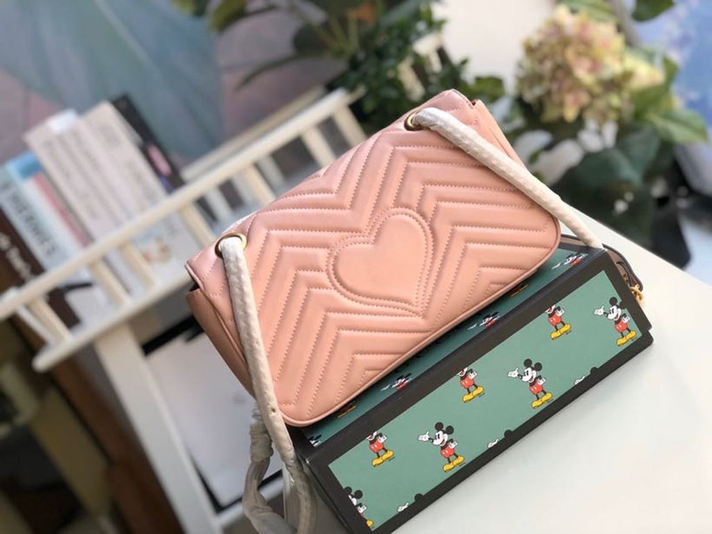 Glami Marmont Small MatelassÃƒÂ© Shoulder Bag Dusty Pink MatelassÃƒÂ© Chevron For Women 10in/26cm Glami 443497 DTGLAMIT 5729