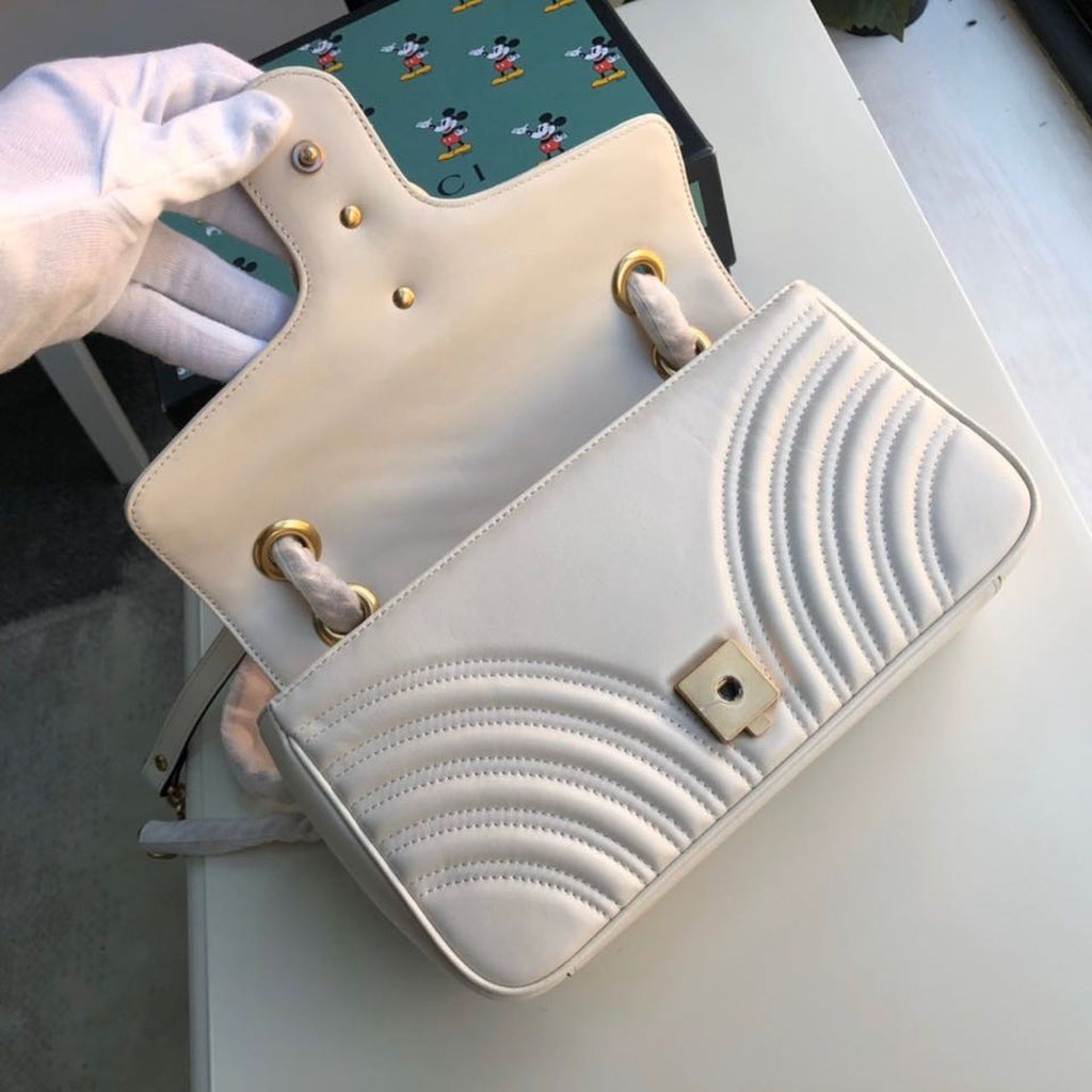 Glami Marmont Small MatelassÃƒÂ© Shoulder Bag White MatelassÃƒÂ© Chevron For Women 10in/26cm 443497 DTGLAMIT 9022
