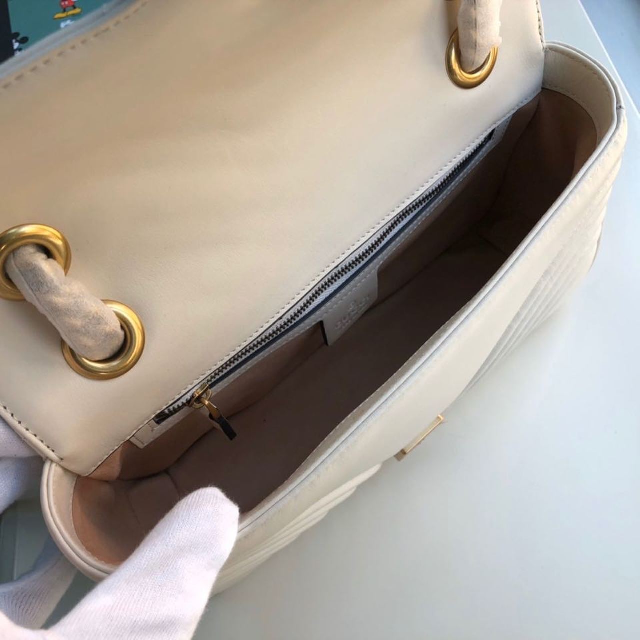 Glami Marmont Small MatelassÃƒÂ© Shoulder Bag White MatelassÃƒÂ© Chevron For Women 10in/26cm 443497 DTGLAMIT 9022