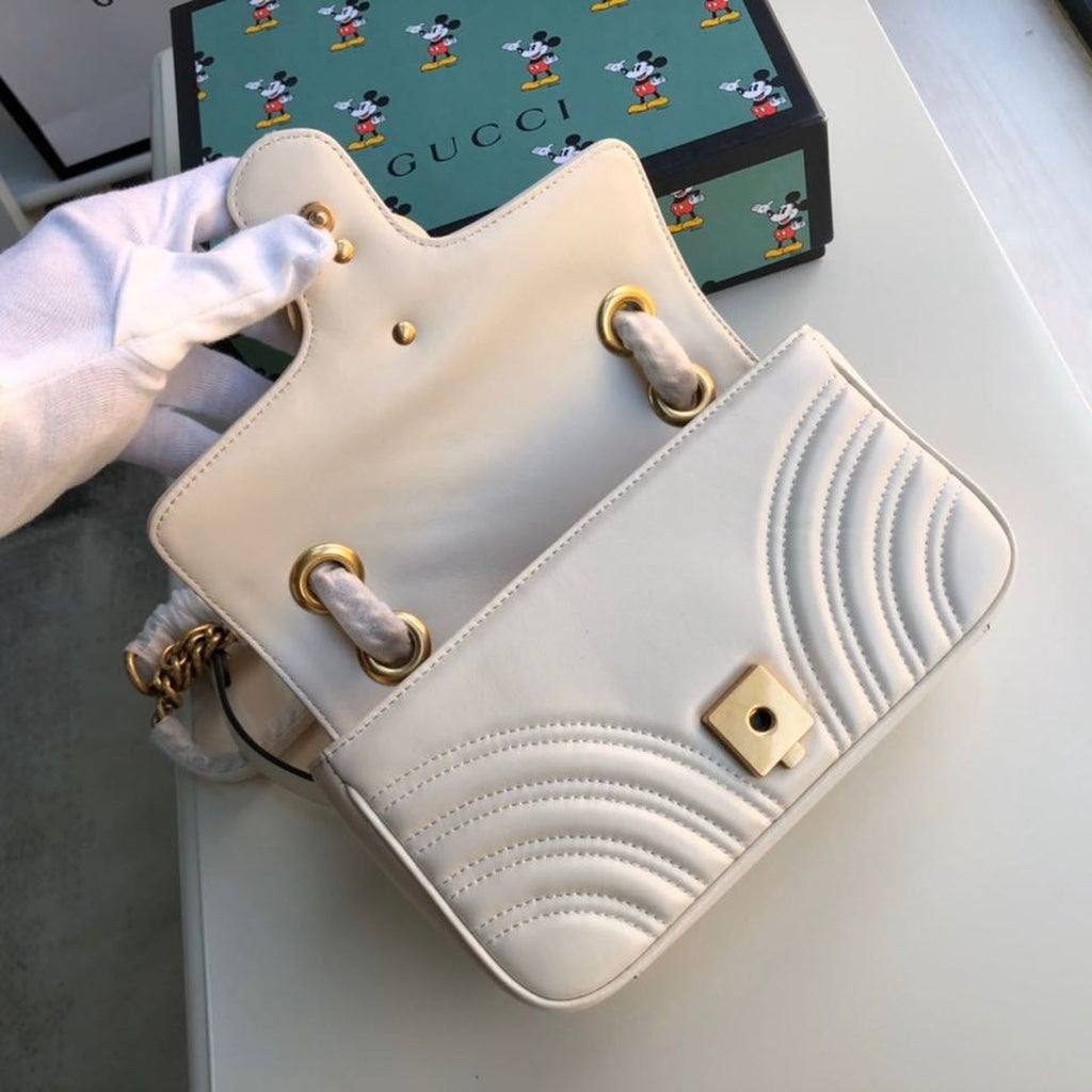 gg Marmont Matelassé Mini Bag  White  For Women 8.5in/22cm gg 446744 DTDIT 9022