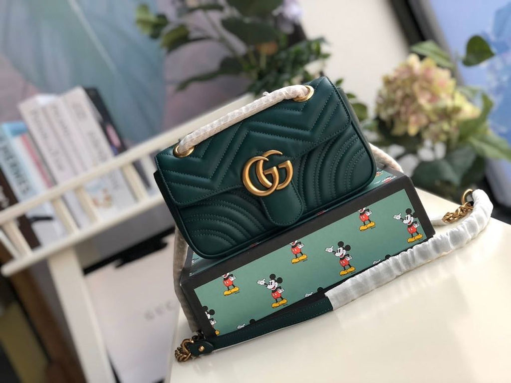 Glami Marmont MatelassÃƒÂ© Mini Bag Green MatelassÃƒÂ© Chevron For Women 8.5in/22cm Glami 446744