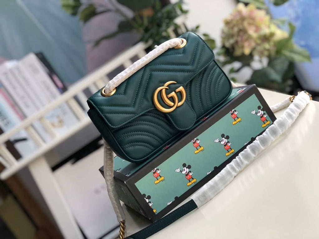 Glami Marmont MatelassÃƒÂ© Mini Bag Green MatelassÃƒÂ© Chevron For Women 8.5in/22cm Glami 446744