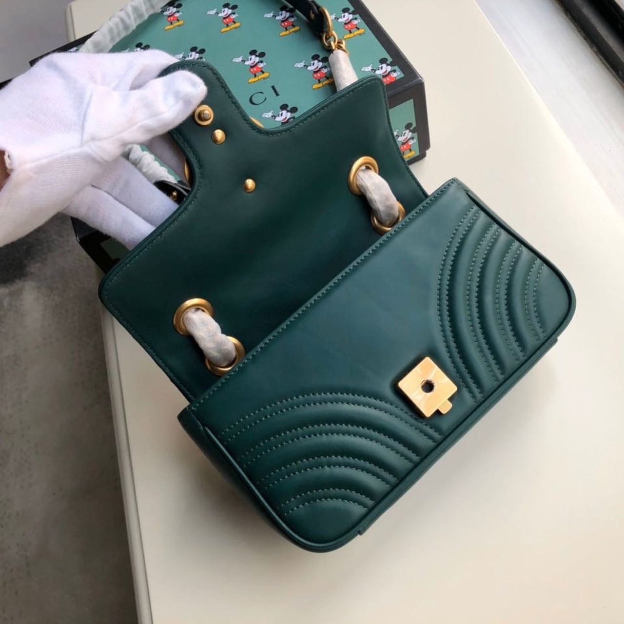 Glami Marmont MatelassÃƒÂ© Mini Bag Green MatelassÃƒÂ© Chevron For Women 8.5in/22cm Glami 446744