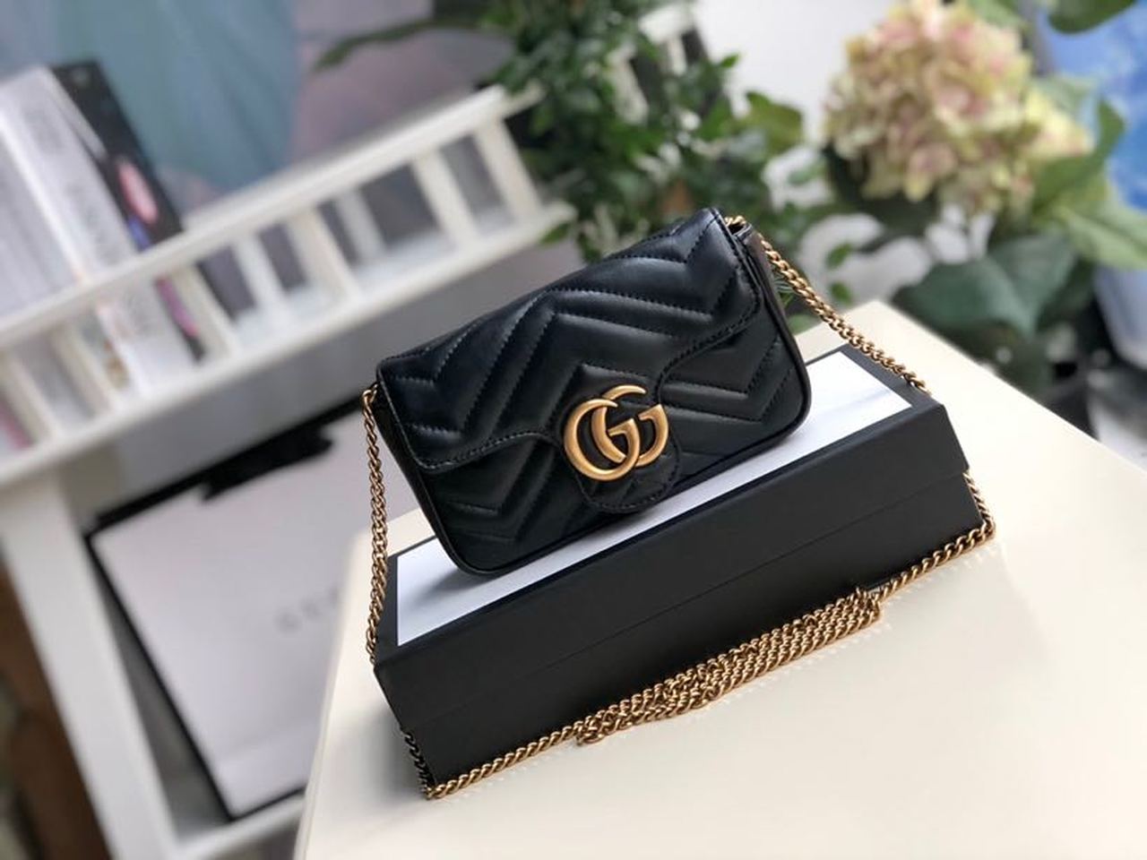 Glami Marmont MatelassÃƒÂ© Super Mini Bag Dusty Black Chevron For Women 6.2in/16.5cm 476433 DTDCT 1000