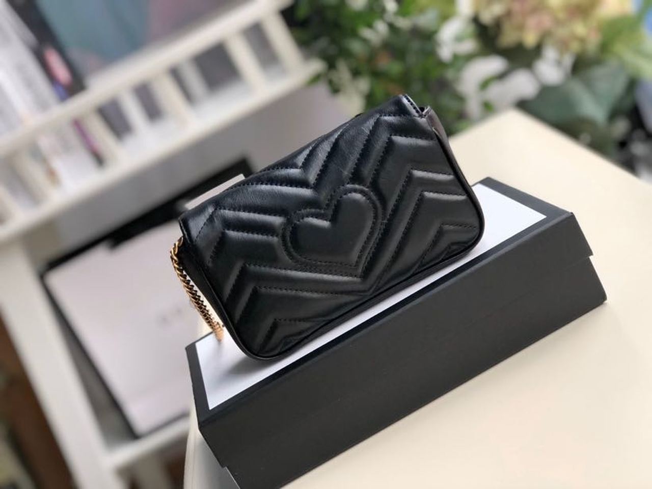 Glami Marmont MatelassÃƒÂ© Super Mini Bag Dusty Black Chevron For Women 6.2in/16.5cm 476433 DTDCT 1000