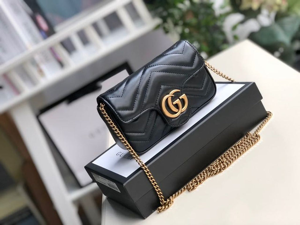 Glami Marmont MatelassÃƒÂ© Super Mini Bag Dusty Black Chevron For Women 6.2in/16.5cm 476433 DTDCT 1000