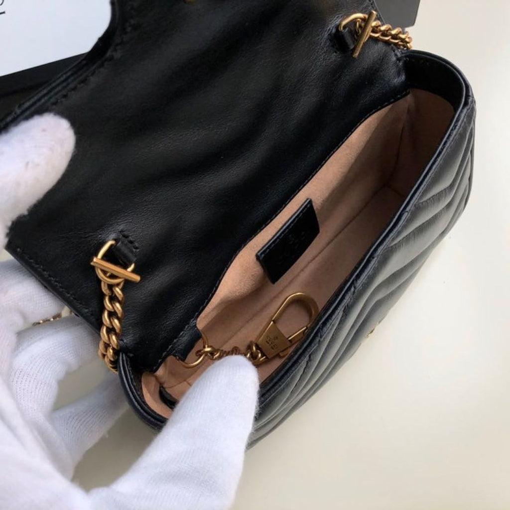 Glami Marmont MatelassÃƒÂ© Super Mini Bag Dusty Black Chevron For Women 6.2in/16.5cm 476433 DTDCT 1000
