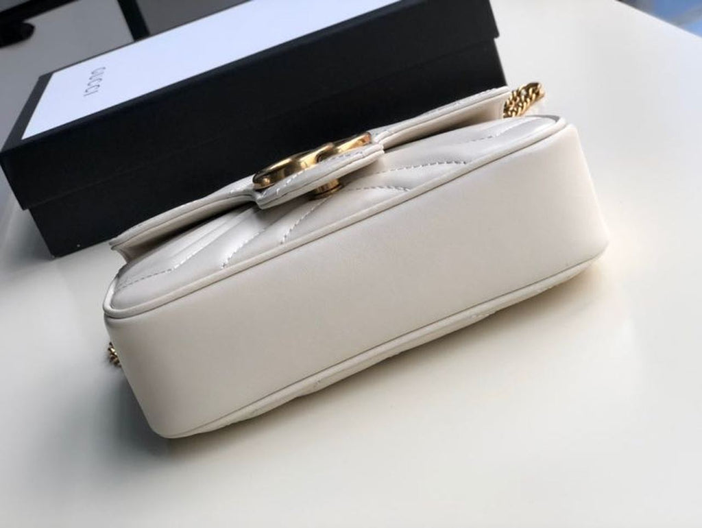 Glami Marmont MatelassÃƒÂ© Super Mini Bag White MatelassÃƒÂ© Chevron For Women 6.2in/16.5cm Glami 476433 DTDCT 9022