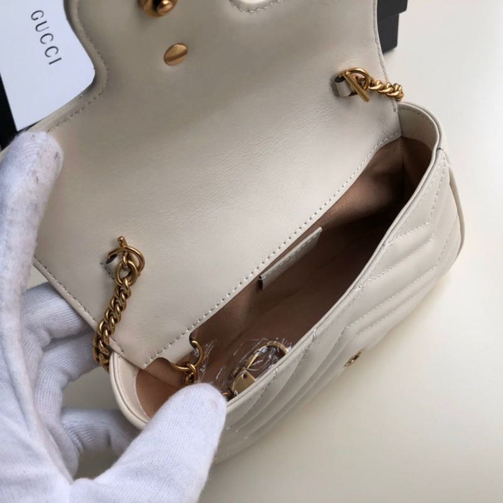 Glami Marmont MatelassÃƒÂ© Super Mini Bag Dusty White Chevron For Women 6.2in/16.5cm Glami 476433 DTDCT 9022