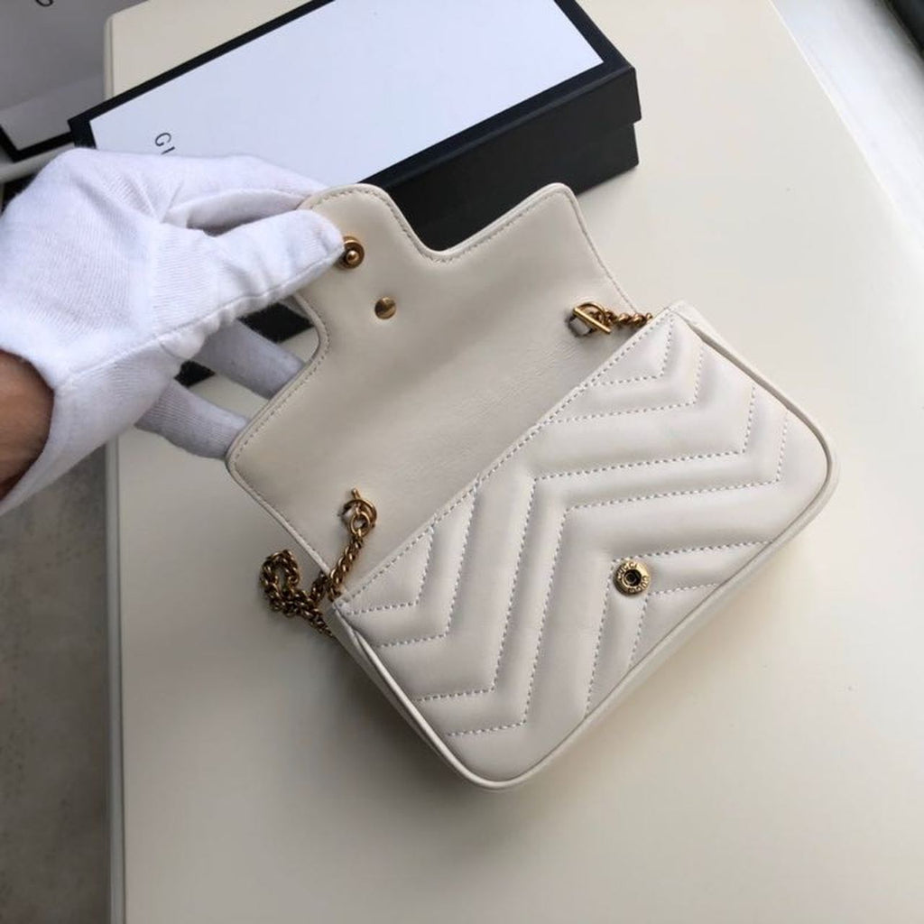 Glami Marmont MatelassÃƒÂ© Super Mini Bag White MatelassÃƒÂ© Chevron For Women 6.2in/16.5cm Glami 476433 DTDCT 9022