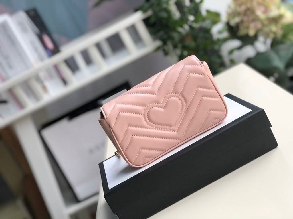 Glami Marmont MatelassÃƒÂ© Super Mini Bag Dusty Pink Chevron For Women 6.2in/16.5cm Glami 476433 DTDCT 5729