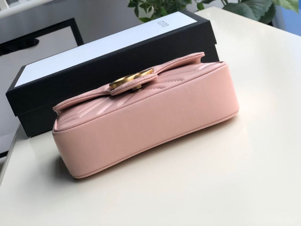 Glami Marmont MatelassÃƒÂ© Super Mini Bag Dusty Pink Chevron For Women 6.2in/16.5cm Glami 476433 DTDCT 5729