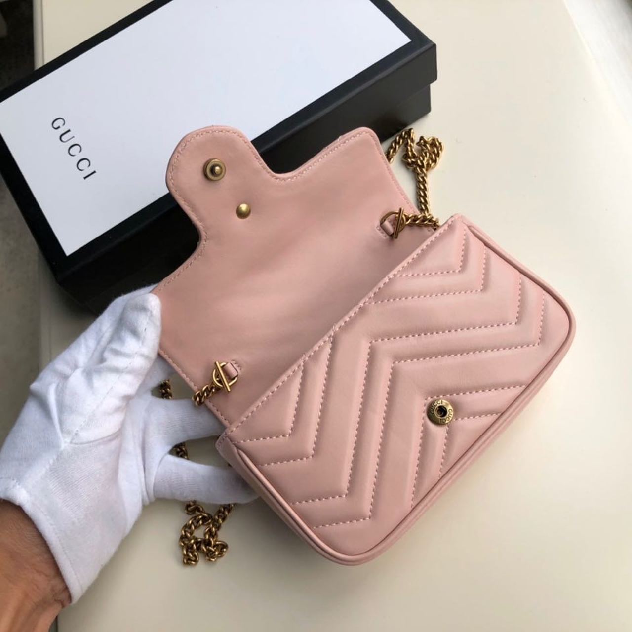 Glami Marmont MatelassÃƒÂ© Super Mini Bag Dusty Pink Chevron For Women 6.2in/16.5cm Glami 476433 DTDCT 5729