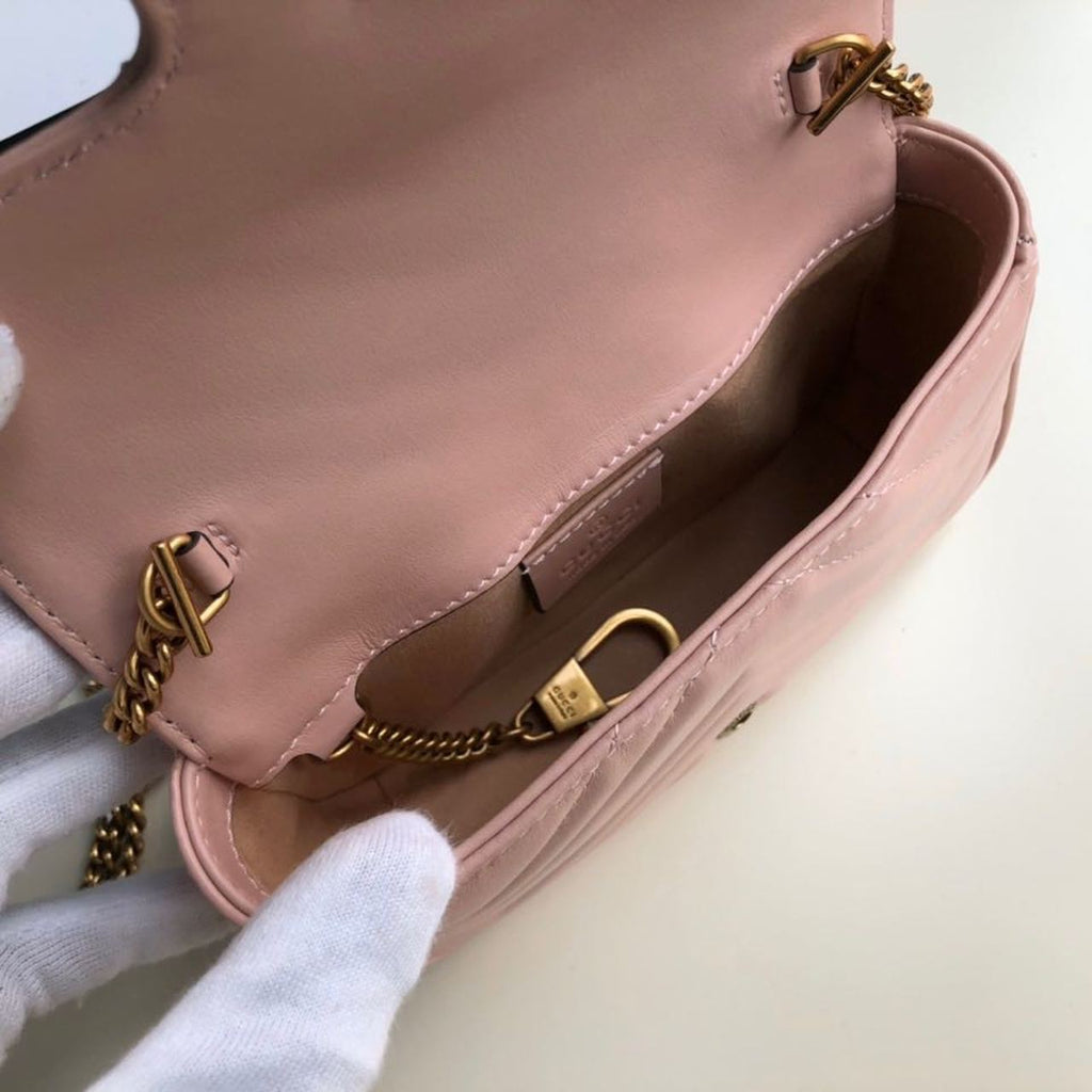 Glami Marmont MatelassÃƒÂ© Super Mini Bag Dusty Pink Chevron For Women 6.2in/16.5cm Glami 476433 DTDCT 5729