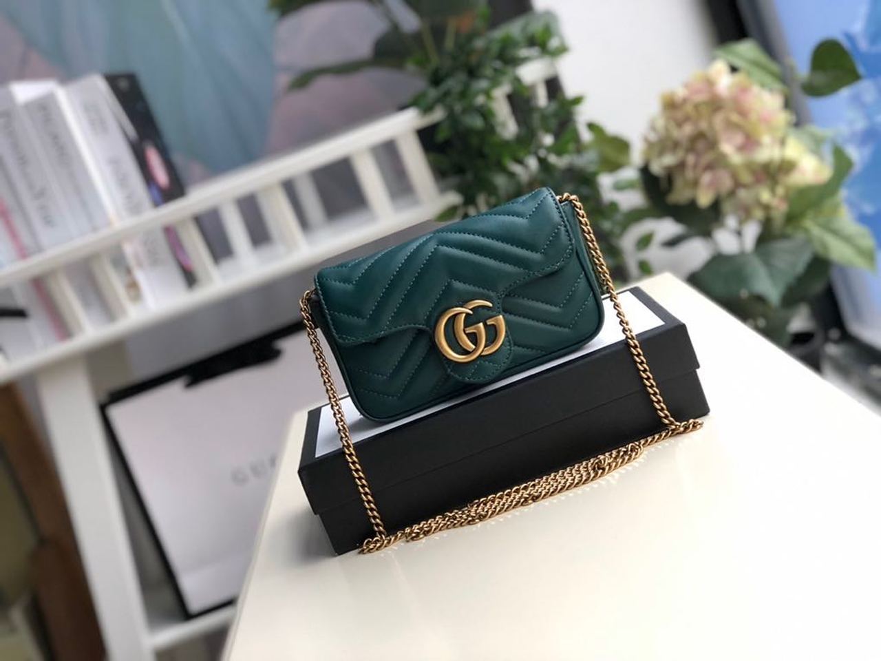 Glami Marmont MatelassÃƒÂ© Super Mini Bag Green MatelassÃƒÂ© Chevron For Women 6.2in/16.5cm Glami