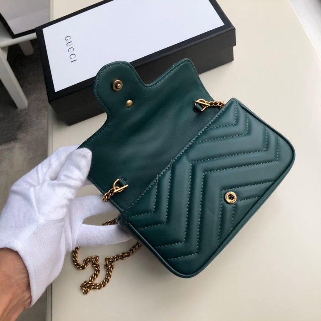 Glami Marmont MatelassÃƒÂ© Super Mini Bag Green MatelassÃƒÂ© Chevron For Women 6.2in/16.5cm Glami