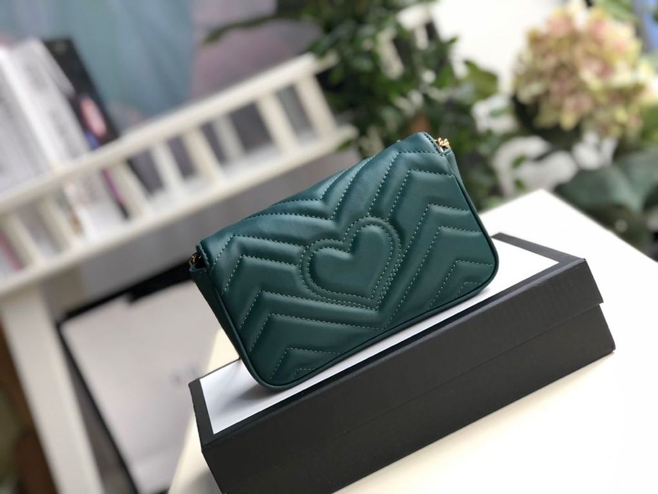 Glami Marmont MatelassÃƒÂ© Super Mini Bag Green MatelassÃƒÂ© Chevron For Women 6.2in/16.5cm Glami