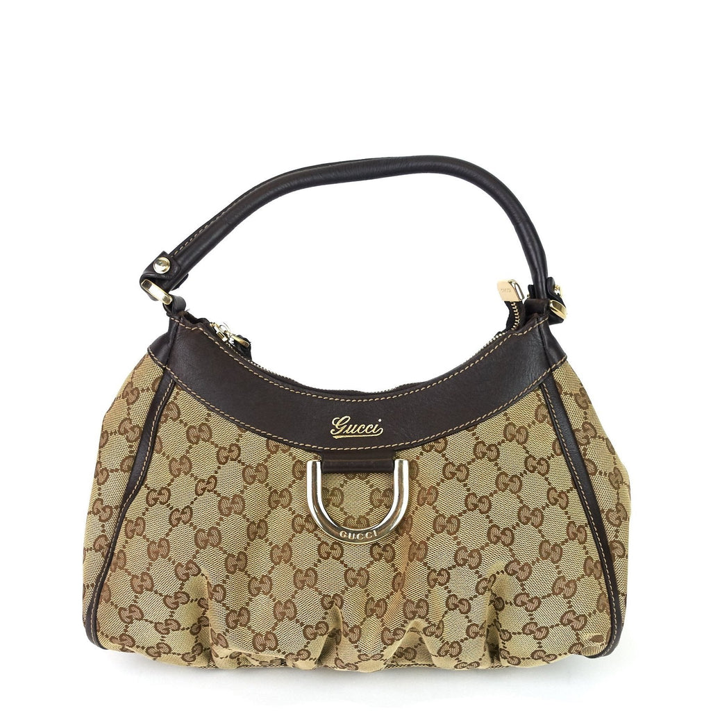 Gucci D-Ring Small Monogram Canvas Hobo Bag