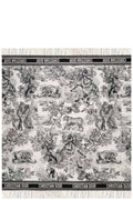 CHRISTIAN DIOR Toile de Jouy Throw Blanket Wool Black & White
