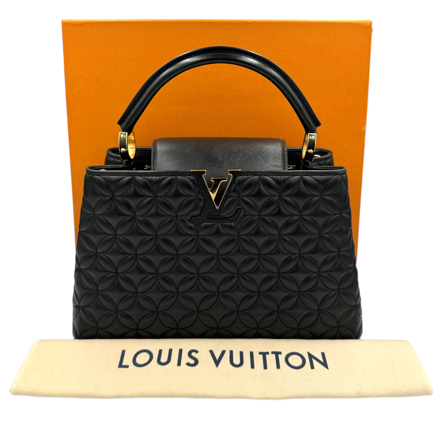 Louis Vuitton Capucines mm Blue Taurillon Silver