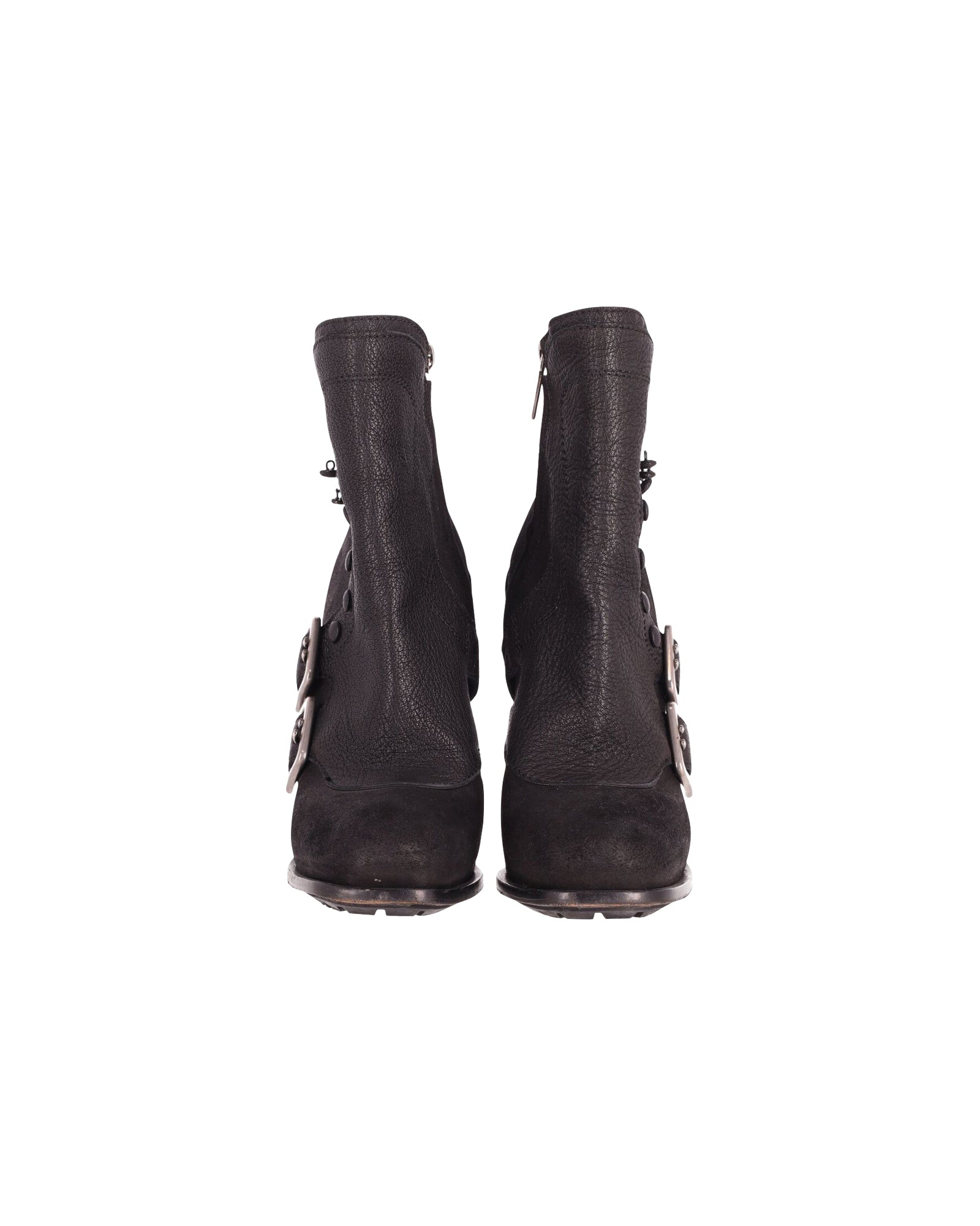 Dior Spy Button High Heel Ankle Boots in Black Leather