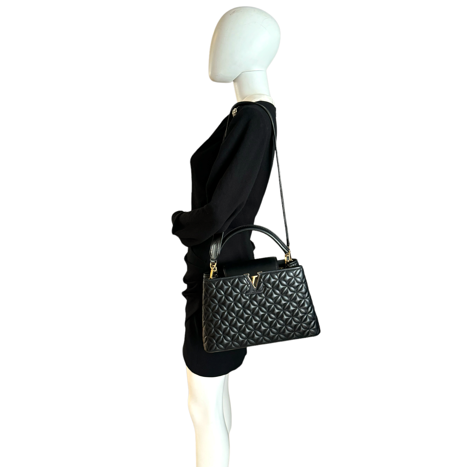 Louis Vuitton Capucines mm Blue Taurillon Silver