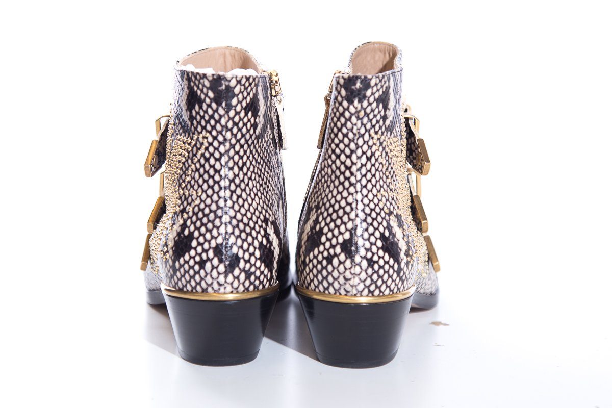 Chloe Snakeskin & Gold Boots SZ 36