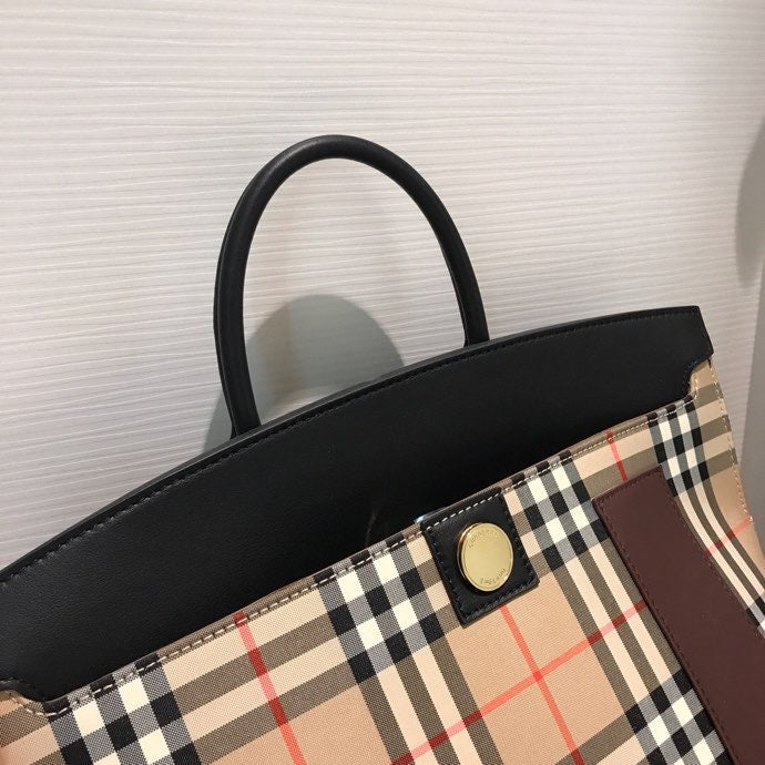 GLAMI Small Vintage Check Society Top Handle Bag For Women, Bags 14.6in/37cm