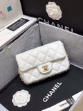 CHLSmall Pearl Logo Strap Flap Bag White For Women, Women’s Handbags, Shoulder And Crossbody Bags 7in/18cm AS1436