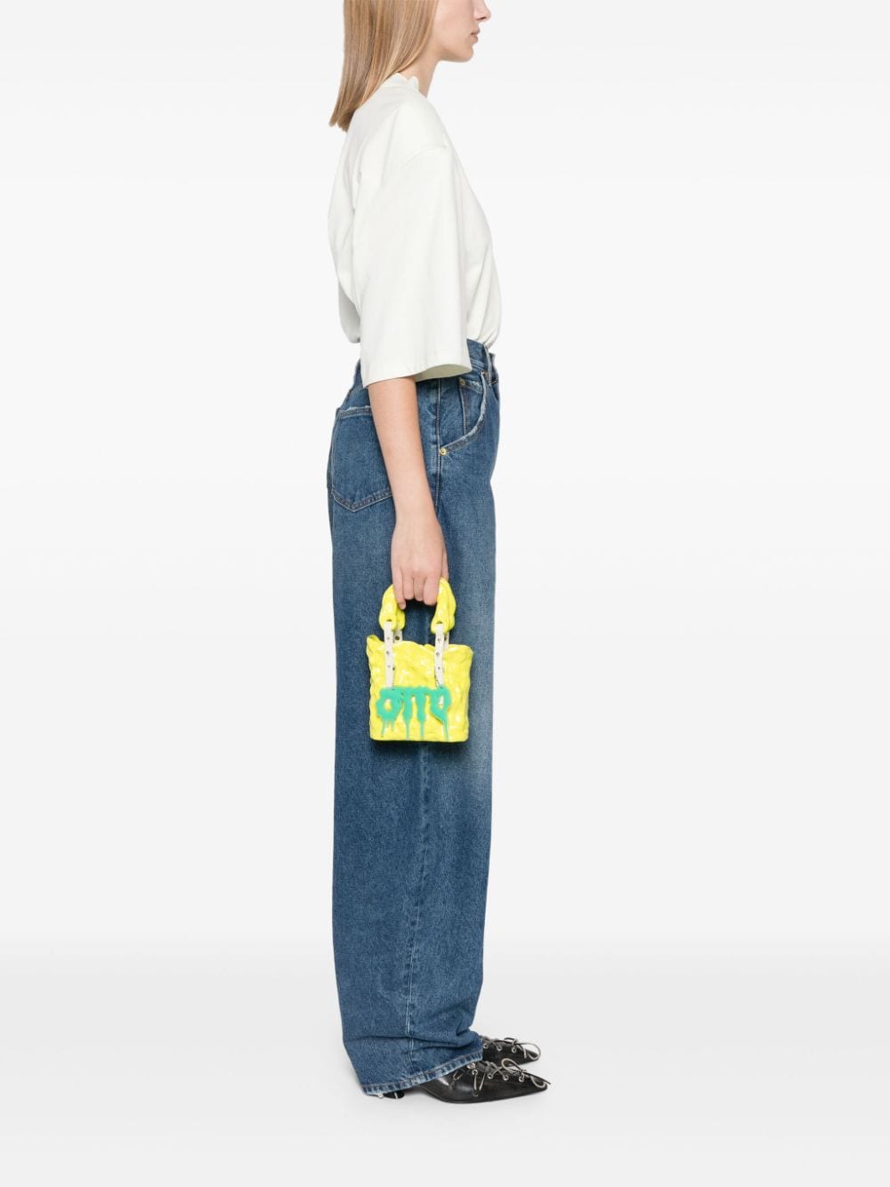 MEDIUM YELLOW CERAMIC EFFECT ASYMMETRIC DESIGN HANDBAG