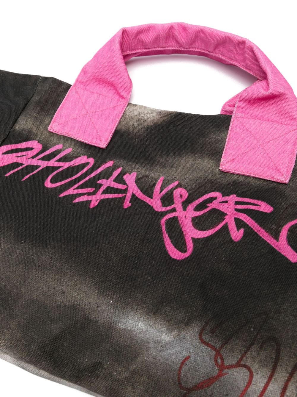 BLACK/MULTICOLOUR COTTON CANVAS HANDBAG