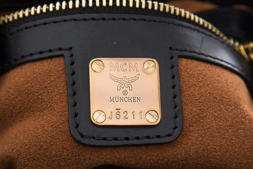 MCM Silver & Black Studded Small Backpack