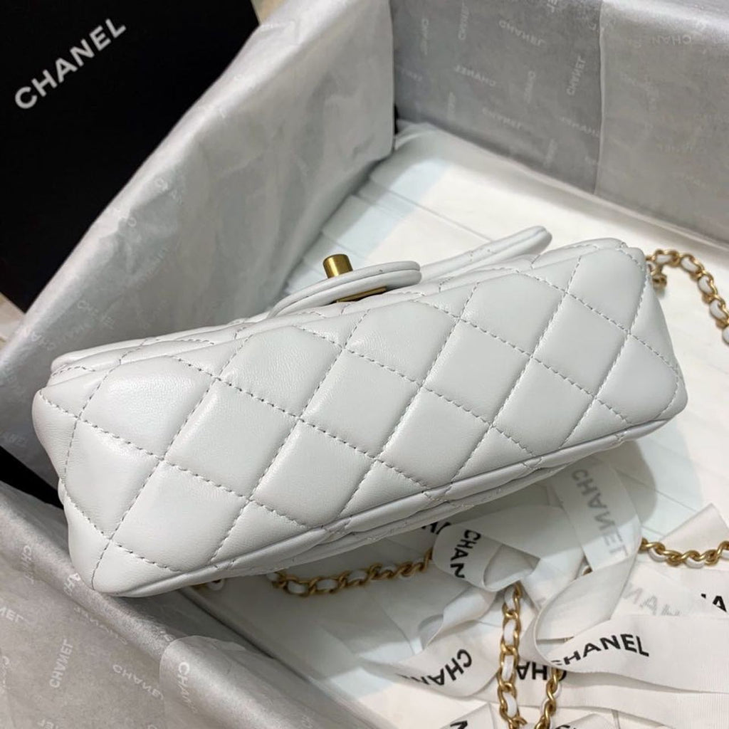 CHLFlap Bag With CHLBall On Strap White For Women, Women’s Handbags, Shoulder And Crossbody Bags 7.8in/20cm AS1787