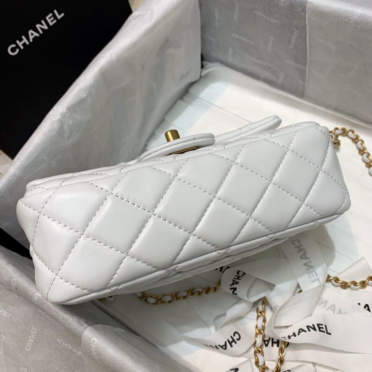 CHLFlap Bag With CHLBall On Strap White For Women, Women’s Handbags, Shoulder And Crossbody Bags 7.8in/20cm AS1787