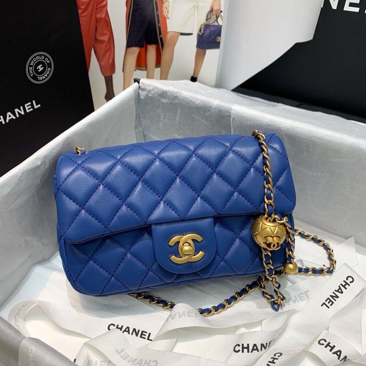 CHLGlamIap Bag With CHLBall On Strap Blue For Women Handbags, Shoulder And Crossbody Bags 7.8in/20cm AS1787