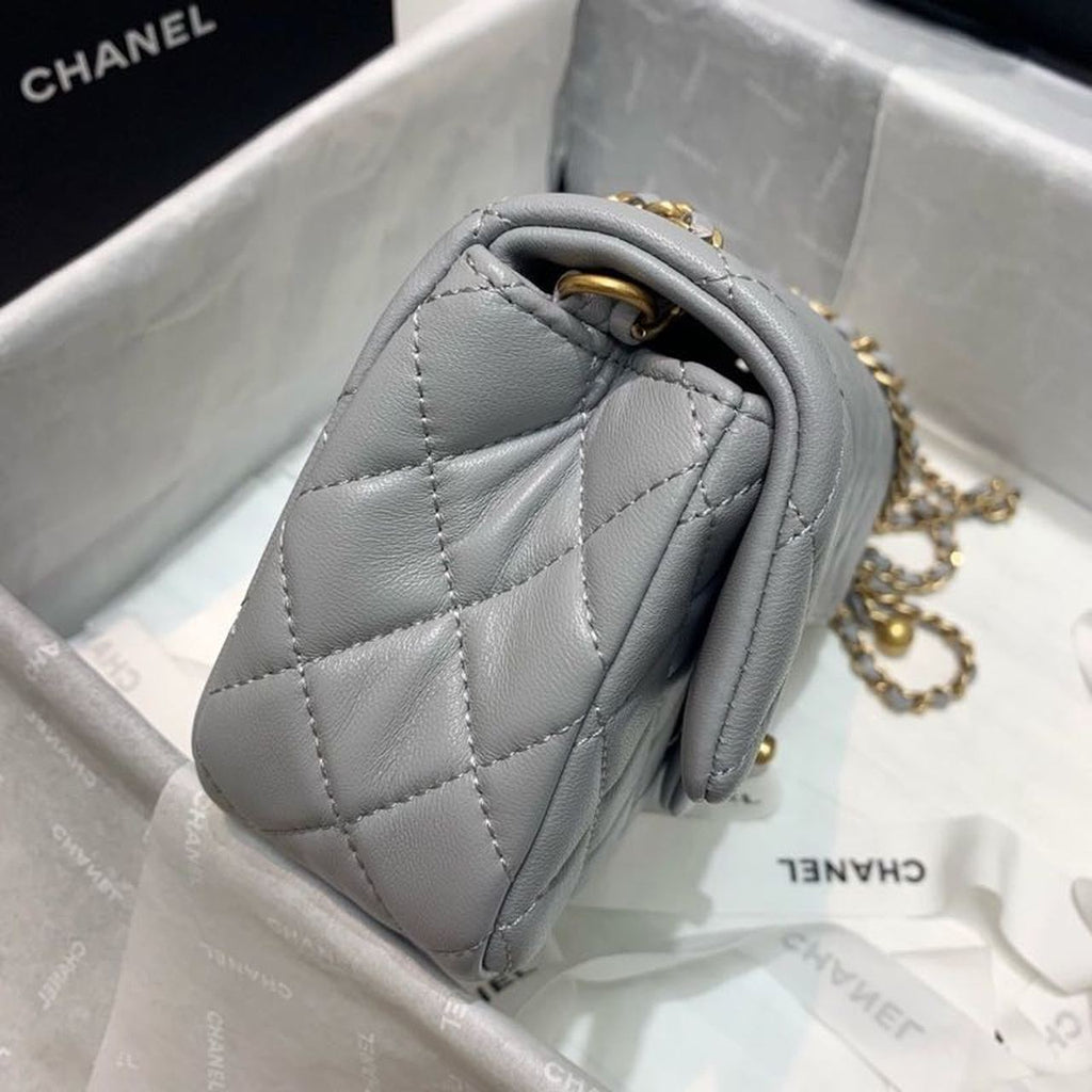 CHLFlap Bag With CHLBall On Strap Grey For Women, Women’s Handbags, Shoulder And Crossbody Bags 7.8in/20cm AS1787