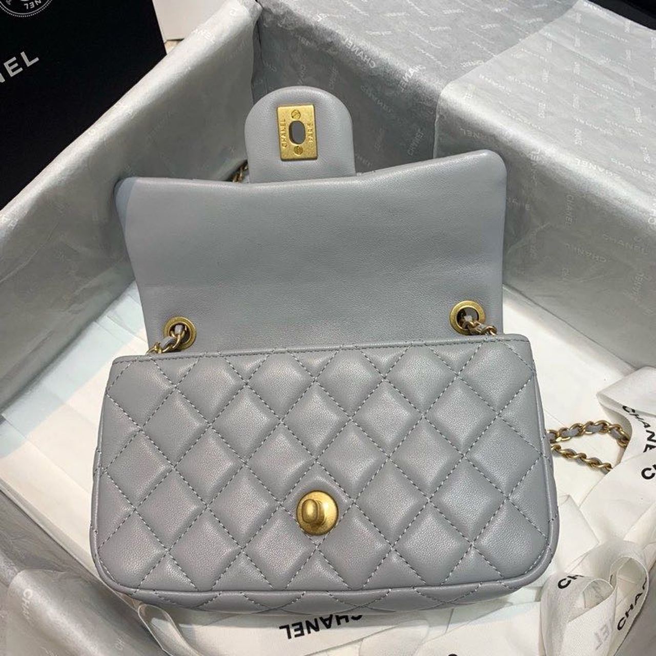 CHLFlap Bag With CHLBall On Strap Grey For Women, Women’s Handbags, Shoulder And Crossbody Bags 7.8in/20cm AS1787