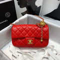 CHLFlap Bag With CHLBall On Strap Red For Women, Women’s Handbags, Shoulder And Crossbody Bags 7.8in/20cm AS1787