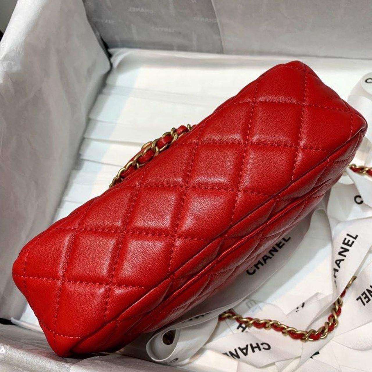 CHLFlap Bag With CHLBall On Strap Red For Women, Women’s Handbags, Shoulder And Crossbody Bags 7.8in/20cm AS1787