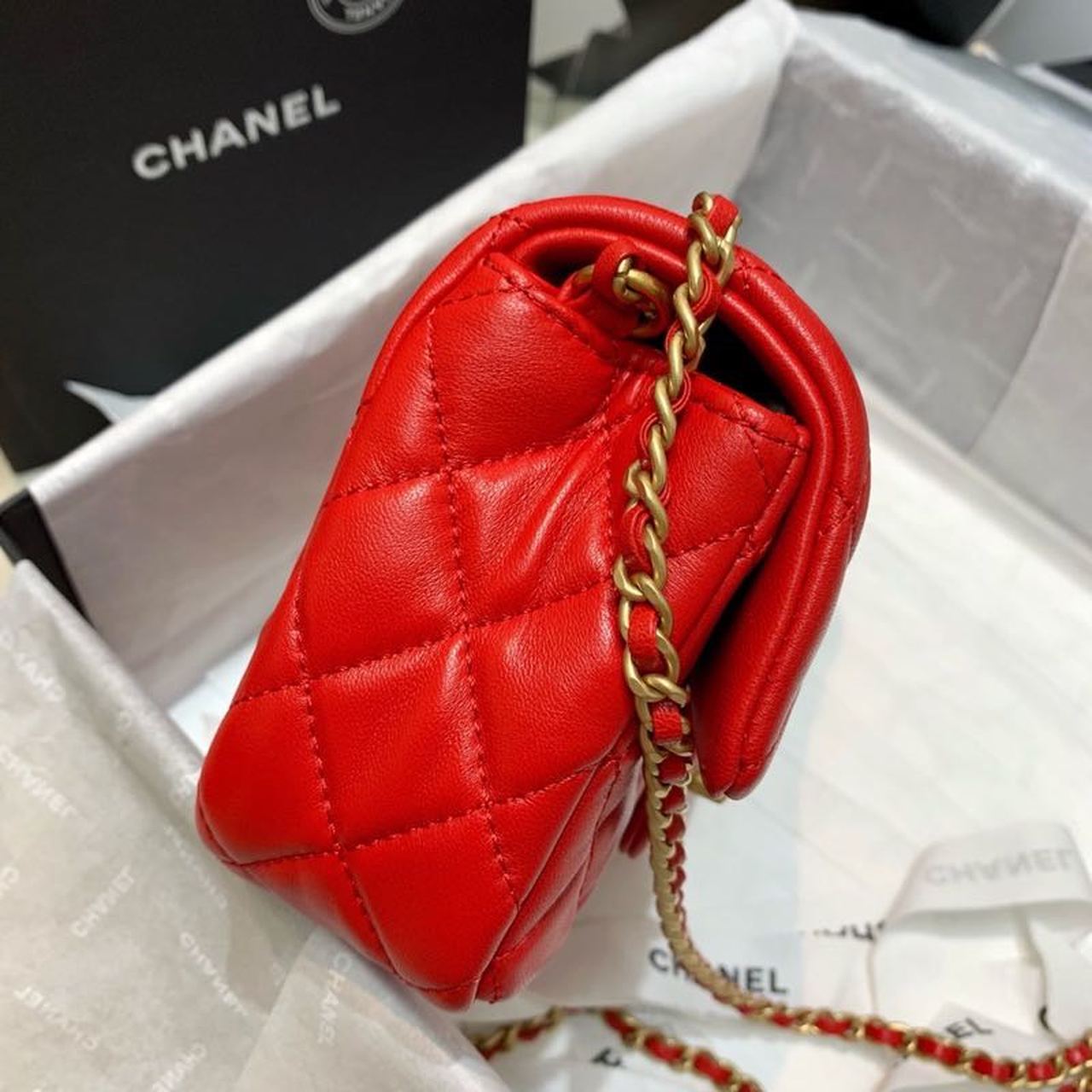 CHLFlap Bag With CHLBall On Strap Red For Women, Women’s Handbags, Shoulder And Crossbody Bags 7.8in/20cm AS1787