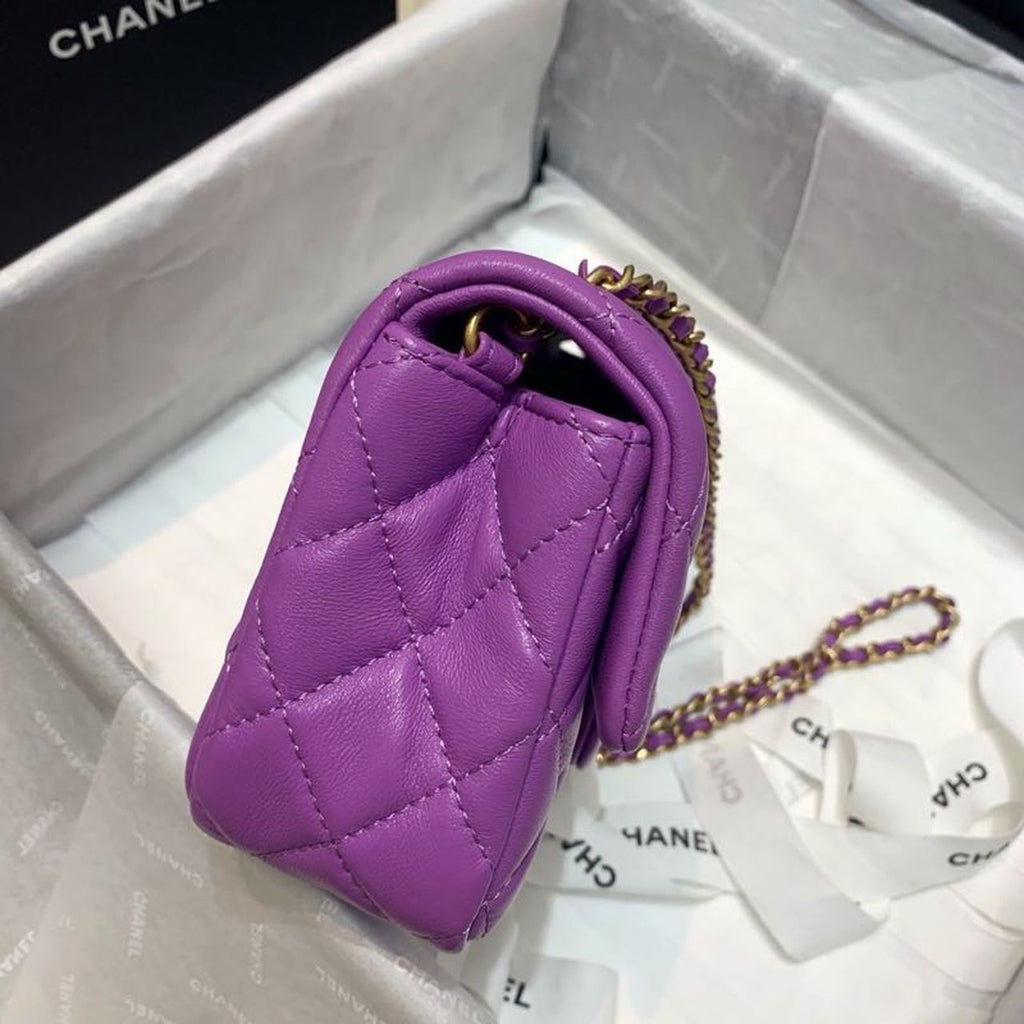 CHLFlap Bag With CHLBall On Strap Purple For Women, Women’s Handbags, Shoulder And Crossbody Bags 7.8in/20cm AS1787