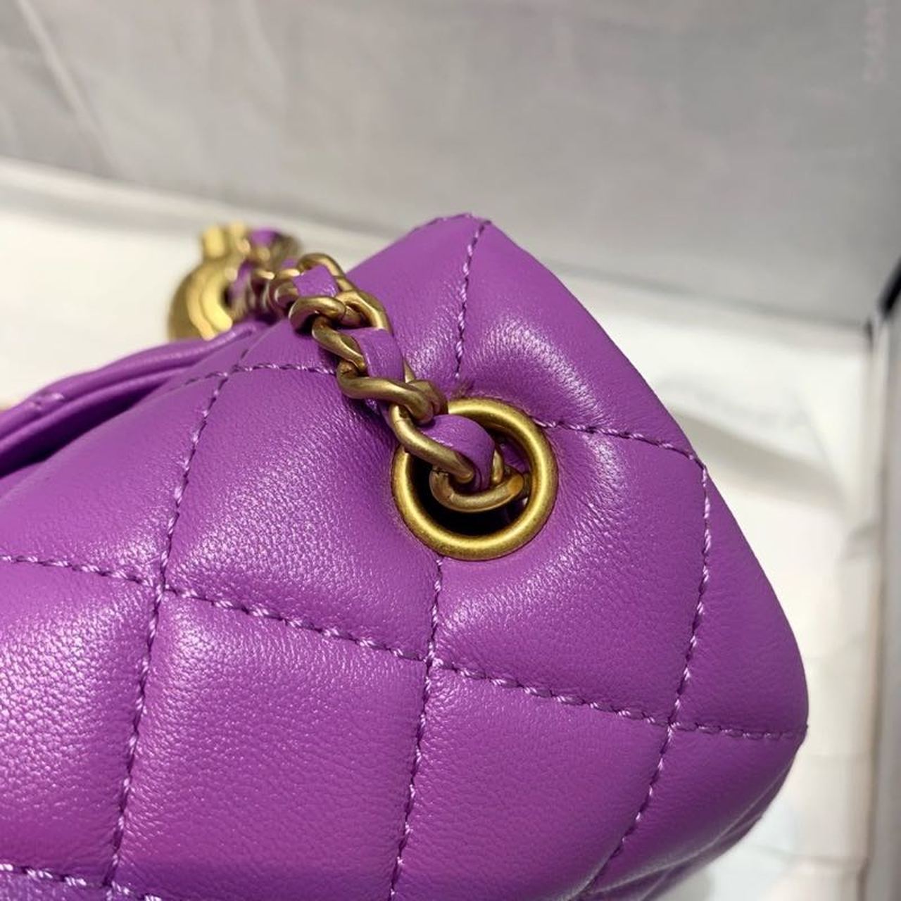 CHLFlap Bag With CHLBall On Strap Purple For Women, Women’s Handbags, Shoulder And Crossbody Bags 7.8in/20cm AS1787