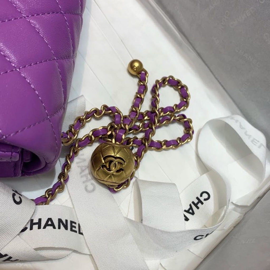 CHLFlap Bag With CHLBall On Strap Purple For Women, Women’s Handbags, Shoulder And Crossbody Bags 7.8in/20cm AS1787