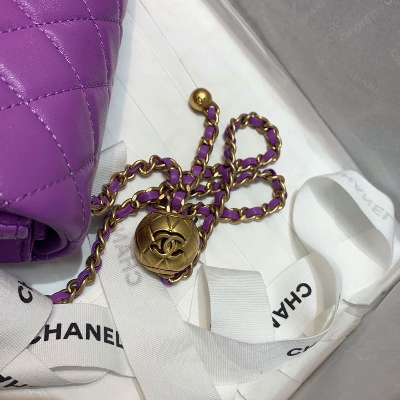 CHLFlap Bag With CHLBall On Strap Purple For Women, Women’s Handbags, Shoulder And Crossbody Bags 7.8in/20cm AS1787