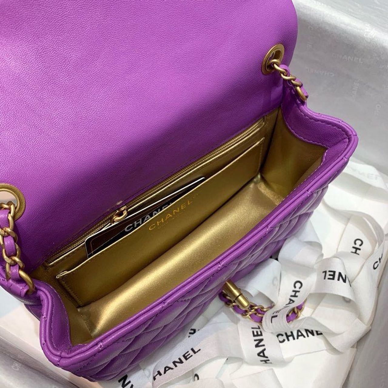 CHLFlap Bag With CHLBall On Strap Purple For Women, Women’s Handbags, Shoulder And Crossbody Bags 7.8in/20cm AS1787