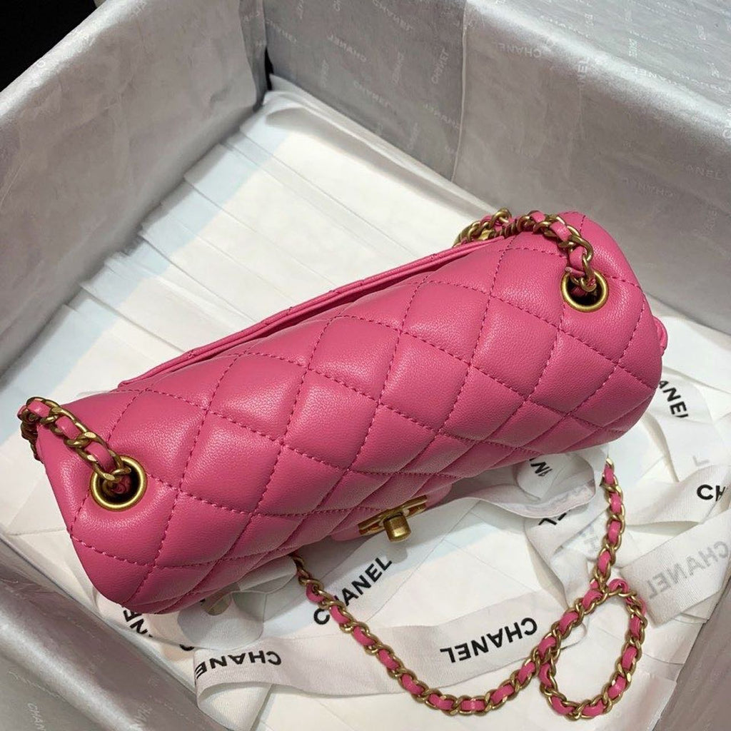 CHLFlap Bag With CHLBall On Strap PiNike For Women, Women’s Handbags, Shoulder And Crossbody Bags 7.8in/20cm AS1787