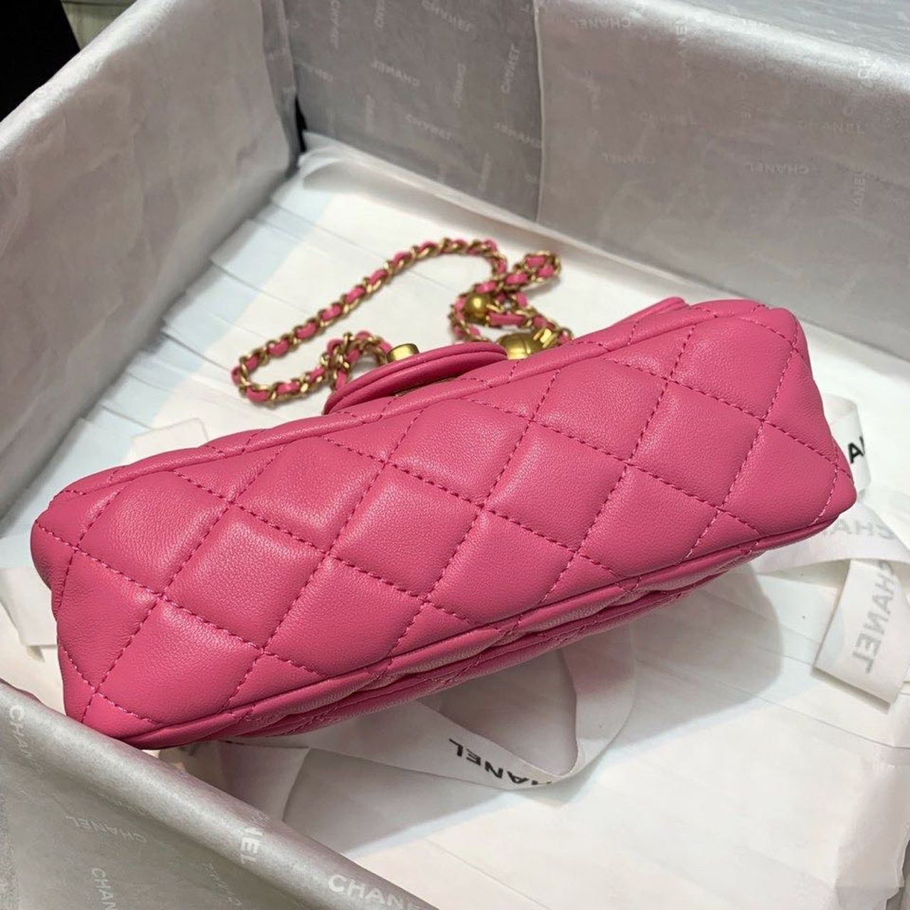 CHLFlap Bag With CHLBall On Strap PiNike For Women, Women’s Handbags, Shoulder And Crossbody Bags 7.8in/20cm AS1787