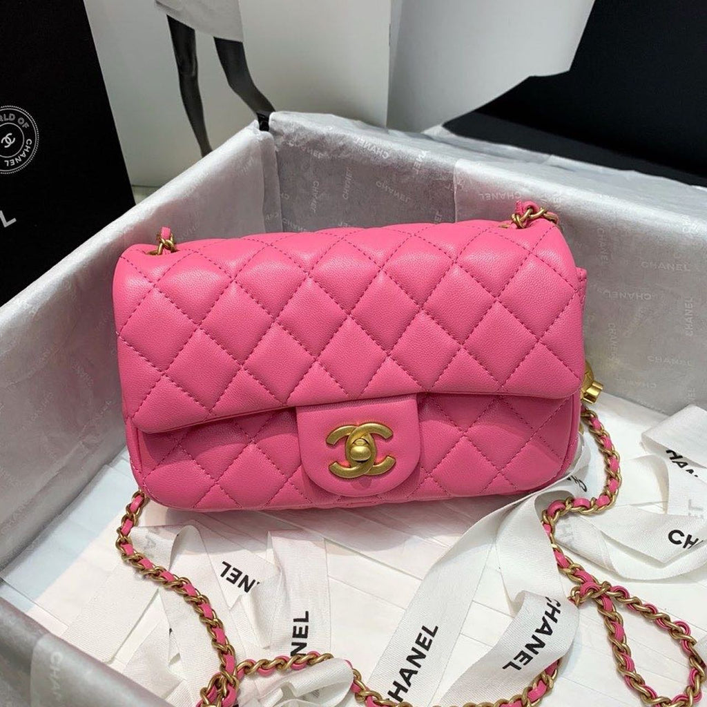 CHLFlap Bag With CHLBall On Strap PiNike For Women, Women’s Handbags, Shoulder And Crossbody Bags 7.8in/20cm AS1787